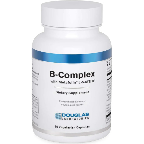 Комплекс вітамінів В з метафоліном, B-Complex with Metafolin, Douglas Laboratories, з фолатом, біотином та тіаміном, 60 вегетаріанських капсул