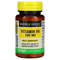 Вітамін B6 100 мг, Mason Natural Vitamin B6, 100 таблеток
