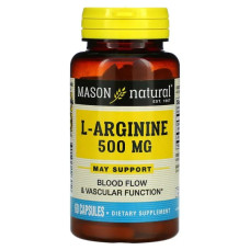 L-аргінін 500 мг, Mason Natural L-Arginine, 60 капсул