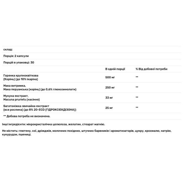 Репродуктивне здоров'я чоловіків, Desire-X, Mason Natural, з горянкою, 60 капсул