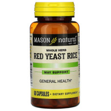 Червоний дріжджовий рис, Mason Natural Red Yeast Rice, 60 капсул