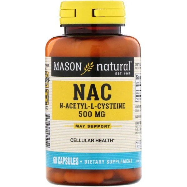 Ацетилцистеїн, NAC, Mason Natural, 500 мг, 60 капсул