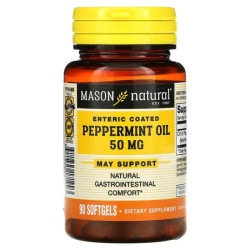 Масло мяты перечной 50 мг, Mason Natural Peppermint Oil, 90 гелевых капсул