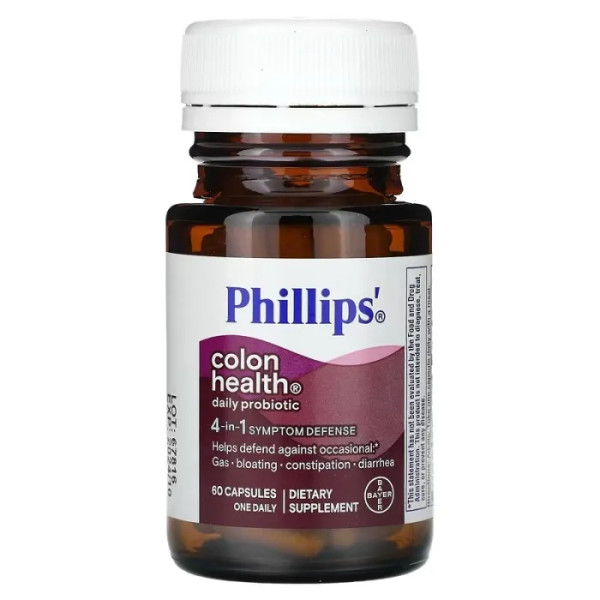 Пробіотики для кишківника, Colon Health Daily Probiotic, Phillip's, для здоров'я товстої кишки, 60 капсул