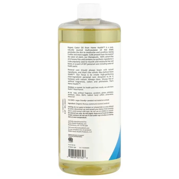 Касторова олія, Castor Oil, Home Health, органічна, 946 мл