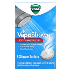 Таблетки для душу, Vicks VapoShower, ментол евкаліпт камфора, 5 таблеток