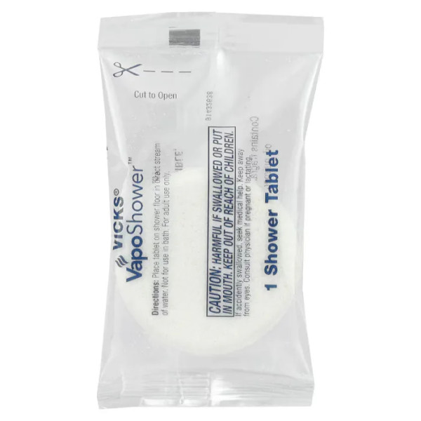 Таблетки для душу, Cough Suppressant Topical Analgesic Ointment, Vicks, VapoShower, заспокійливі пари, ментол, евкаліпт і камфора, 5 таблеток для душу