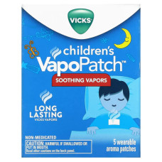 Пластир від кашлю дитячий, Vicks Children's VapoPatch Soothing Vapors, ментол евкаліпт камфора, 5 пластирів
