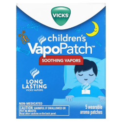 Пластир від кашлю дитячий, Vicks Children's VapoPatch Soothing Vapors, ментол евкаліпт камфора, 5 пластирів
