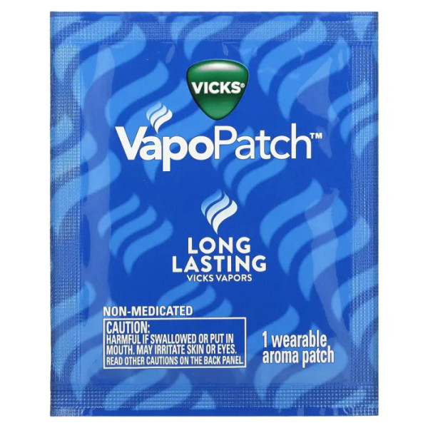Пластирі від кашлю та болю в горлі, для дітей, Soothing Vapors, Vicks, Children's VapoPatch, заспокійливі, ментол, евкаліпт і камфора, 5 аромапластирів, що наносяться на одяг