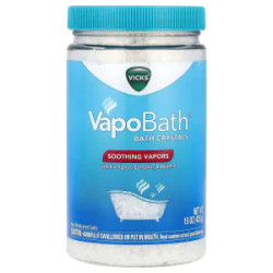 Соль для ванны с успокаивающими парами, Vicks Bath Crystals Soothing Vapors VapoBath, ментол эвкалипт камфора 425 г