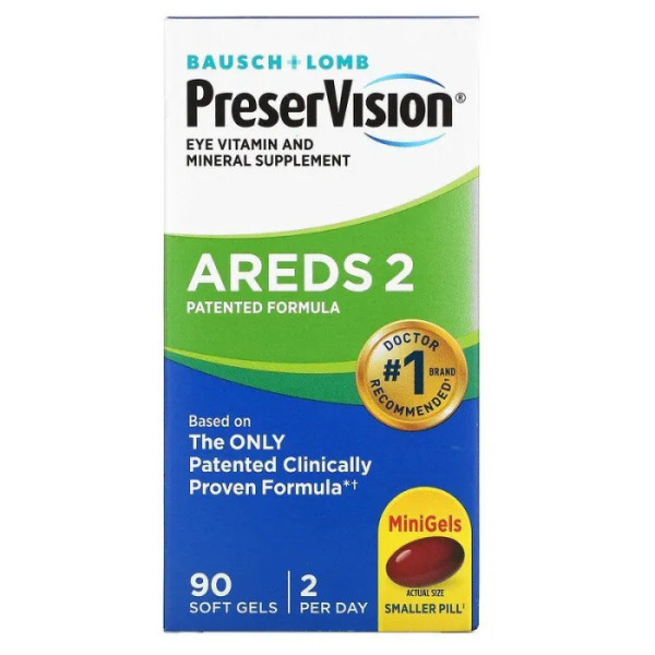 Вітаміни для очей, PreserVision, AREDS 2 Formula, Bausch & Lomb, 90 капсул