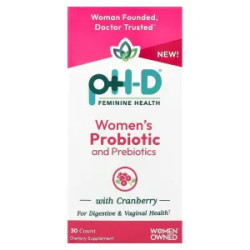 Пробіотик та пребіотик для жінок, Women's Probiotic and Prebiotics pH-D Feminine Health, з журавлиною, 30 капсул