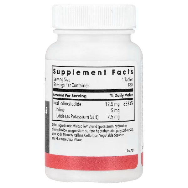 Йод, йодид калію, Iodoral, Optimox, 12.5 мг, 180 таблеток із рискою