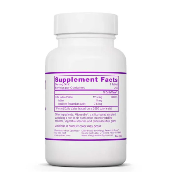 Йод, йодид калію, Iodoral, IOD-12.5, Optimox, 240 таблеток