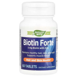 Биотин форте с цинком 3 мг, Biotin Forte with Zinc Nature's Way, 60 таблеток