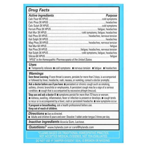 Клітинні солі 12-в-1, 12-In-1 Cell Salt, Hyland's, 100 швидкорозчинних таблеток