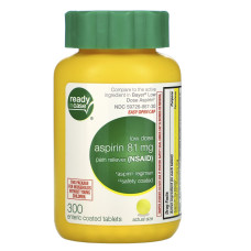 Аспірин (81 мг, низька доза, покриті захисною кишковорозчинною оболонкою), Life Extension Aspirin, 300 таблеток
