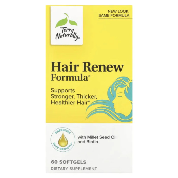Вітаміни для волосся, Hair Renew Formula, Terry Naturally, формула оновлення, 60 гелевих капсул