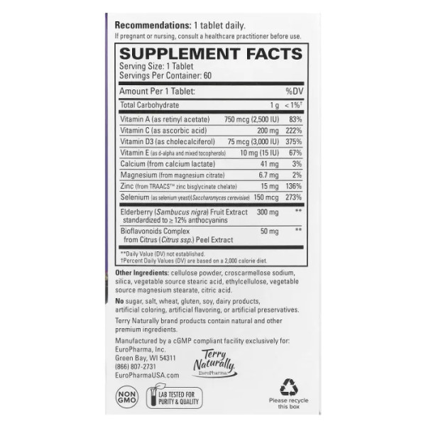 Підтримка імунної системи, ViraPro, Terry Naturally, суміш із бузиною, 60 таблеток