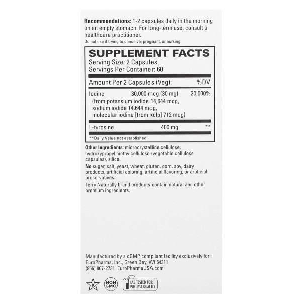 Здоров'я щитовидної залози, Thyroid Care, Terry Naturally, 120 капсул