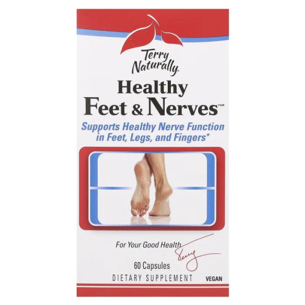 Здоров'я нервової системи, Healthy Feet & Nerves, Terry Naturally, підтримка з голови до ніг, 60 капсул