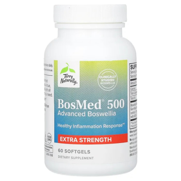 Босвеллия, BosMed 500, Terry Naturally, усовершенствованная, повышенная сила, 60 гелевых капсул