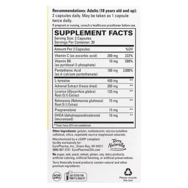 Адренаплекс, підтримка надниркових залоз, Adrenaplex, Terry Naturally, 60 капсул