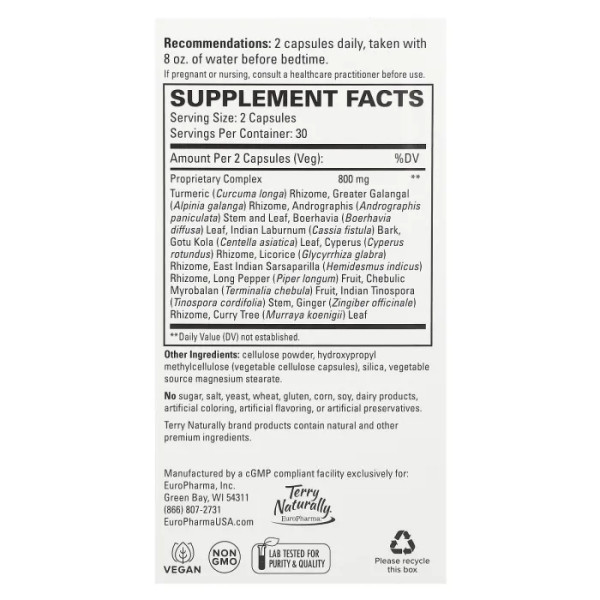 Здоров'я травної системи, Ayurvedic Digestive Formula, Terry Naturally, аюрведична формула, 60 капсул