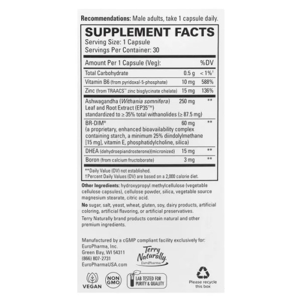 Підтримка тестостерону, Complete Testosterone Support, Terry Naturally, 30 капсул