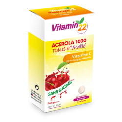 Ацерола 1000, Vitamin'22 Acerola 1000, натуральний вітамін С, 24 таблетки