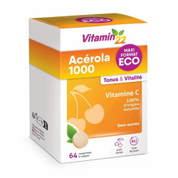 Ацерола, Acerola 1000 Vitamin’22, натуральний вітамін C, 64 жувальні таблетки