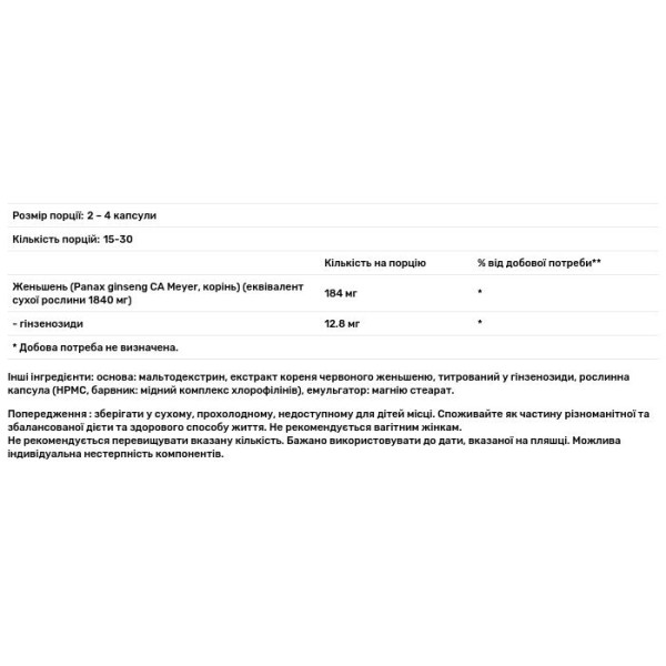 Червоний женьшень, Ginseng Rouge, NutriExpert, 60 капсул