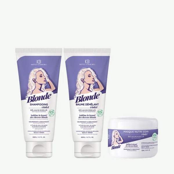 Набір для світлого волосся, Blonde Kit Complet, Institut Claude Bell, фіолетовий відтінок, Шампунь + Бальзам + Маска, 200 мл + 200 мл + 250 мл