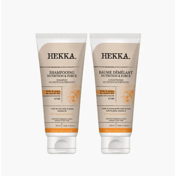 Набір по догляду за волоссям, Duo Kit - Hair Care (shampoo 200 + conditioner 200), HEKKA, в набір входять: шампунь для нормального та сухого волосся, 200 мл; бальзам-кондиціонер для волосся, 200 мл