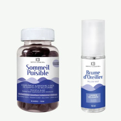 Набір для сну, Duo In & Out Institut Claude Bell, Peaceful Sleep та Pillow Mist, 60 жувальних цукерок та 50 мл