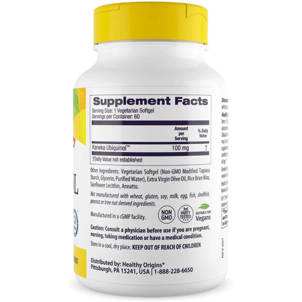 Убіхінол (Kaneka QH), Ubiquinol, Healthy Origins, 100 мг, 60 кап.