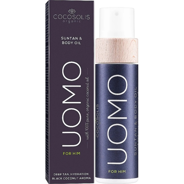 Олія для засмаги для чоловіків, UOMO Suntan & Body Oil, COCOSOLIS, аромат чорного кокосу, 110 мл