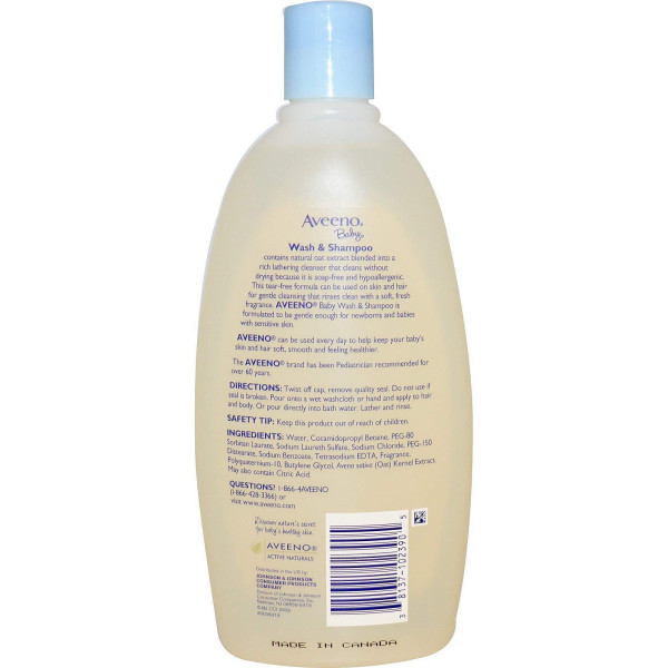 Дитячий шампунь, гель для душу c ароматом свіжості, Wash & Shampoo, Aveeno, 532 мл.