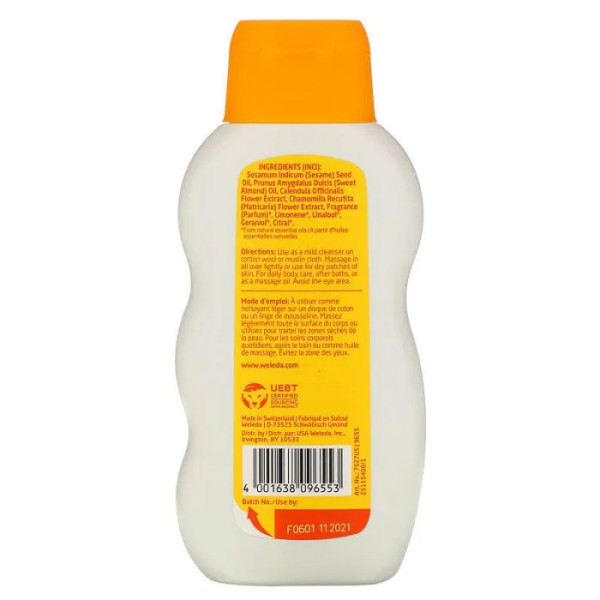 Масло для младенцев с календулой, Baby Oil, Weleda, успокаивающее, 200 мл
