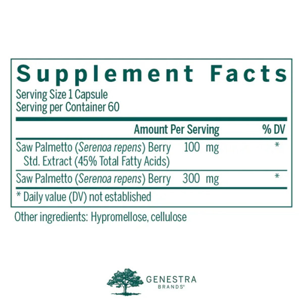 Со пальметто, Saw Palmetto Plus, Genestra Brands, 60 вегетаріанських капсул