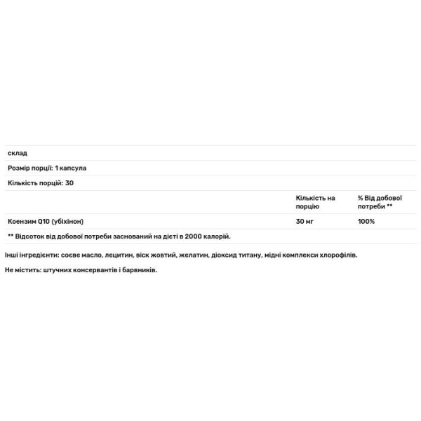 Коензим Q10, Доппельгерц актив, 30 мг, 30 капсул