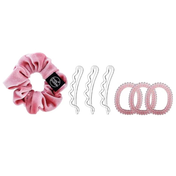 Подарунковий набір, Easter Besties, Invisibobble, 1 резинка SPRUNCHIE, 3 резинки SLIM та 3 заколки WAVER, кольори рожевий\/прозорий\/миготливий рожевий