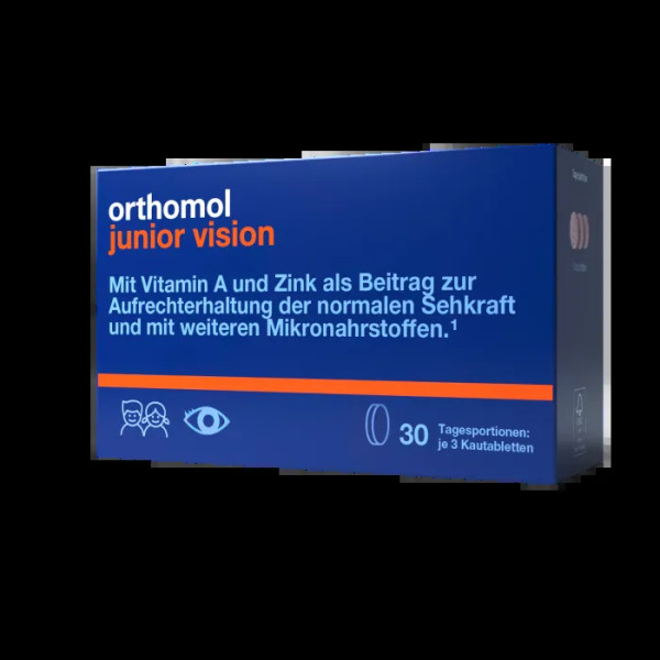 Вітаміни для зору, Junior Vision, Orthomol, для дітей, смак чорниці-персика, 30 жувальних таблеток