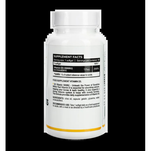 Вітамін D3, Vitamin D3, Progress Nutrition, 5000 МО, 90 гелевих капсул