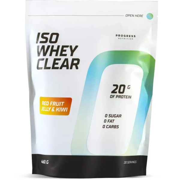 Ізолят сироваткового протеїну, Iso Whey Clear from 86% protein, Progress Nutrition, червоне фруктове желе з ківі, 460 г
