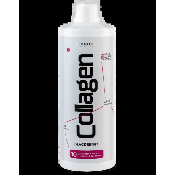 Колаген рідкий, Collagen Liquid, Progress Nutrition, з біотином та вітаміном С, ожина, 1 літр