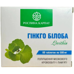 Гинкго билоба с лецитином 500 мг, Roslyna Karpat, 60 таблеток