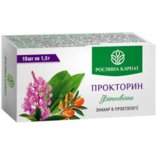 Фітосвічки Прокторин 1500 мг, Рослина Карпат Прокторин, натуральний захист від геморою 10 фітосвічок