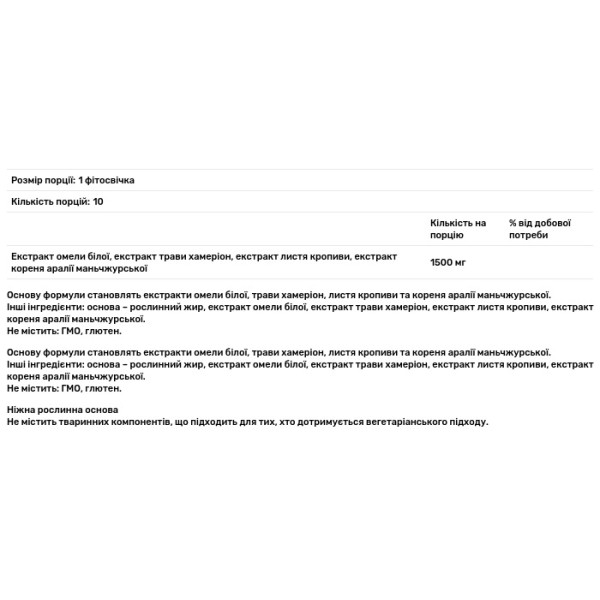 Фітосвічки Простарін-N, Рослина Карпат, підтримка чоловічого здоров'я, 1500 мг, 10 фітосвічок